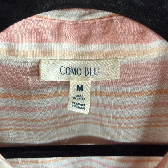 🌸 Como Blu Pink & White Striped Button Up Top | M - Picture 2 of 3
